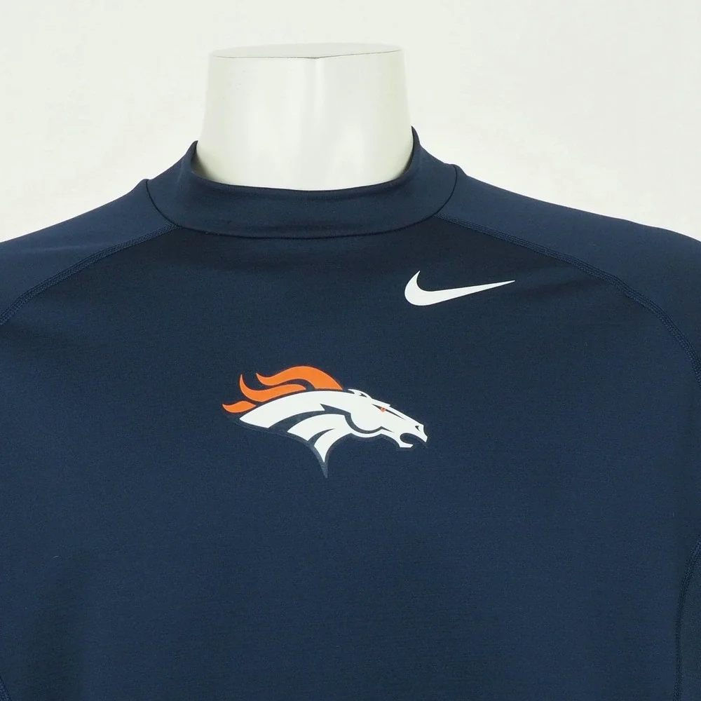 Nike Denver Broncos Hyperwarm NFL Mock Shirt Mens 2XL XXL Navy Blue Training